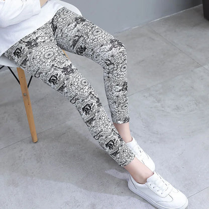 2 to 9 Years Girls Leggings Kids Outdoor Travel Clothes Pencil Pants Long Casual Floral Slim Leggings Teenage Children Trousers