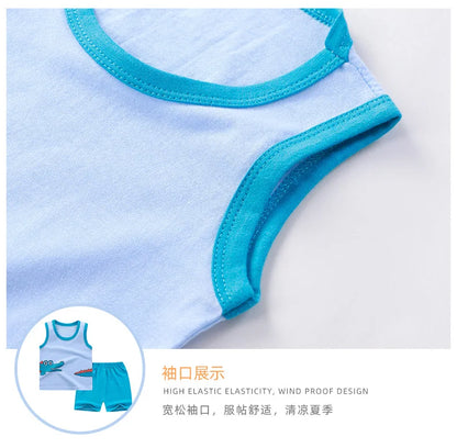 Children Sets Kids Clothes Boys Girls Vest Suit Summer Children's Clothing baby Cotton T-Shirts Shorts Tank Top Sleeveless