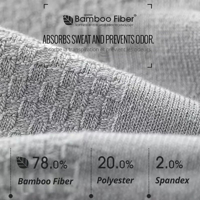 5pairs/Men's High Quality Bamboo Fiber Socks Men's Sweat Absorbent Breathable Medium Tube Socks Business Casual Large Size 38-45