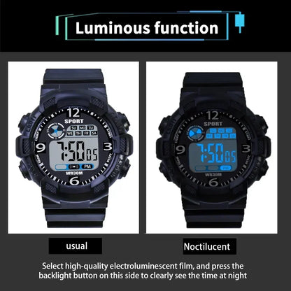 YIKAZE Men's Military Digital Watch Outdoor Men Sports Watch Waterproof Luminous Chronograph Clock Student Electronic Wristwatch