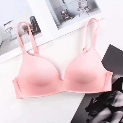 Ice Silk Bra For Women Comfort Wireless Gather Sexy Underwear For Women Push Up Simple Lingerie Seamless Brassiere Bralettle