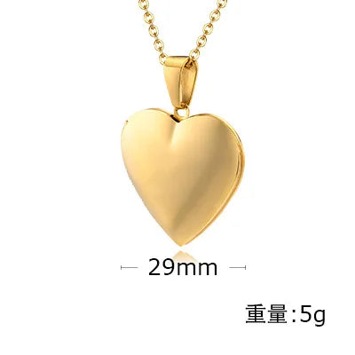 Stainless Steel Jewelry Heart Locket Pictures Memory Photo Custom Name Date Necklace For Women Girlfriend Valentine's Day Gift