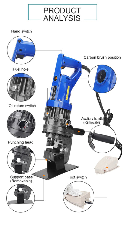 220V/110V Electric Handy Hydraulic Hole Puncher 900/1200W 6mm Knockout Punch Tool Angle Iron Channel Puncher Aluminum Iron Plate