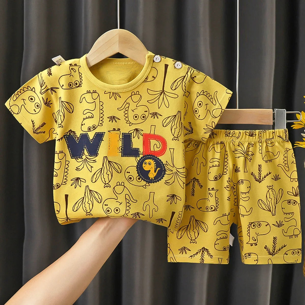 2025 New Kids Boys Girls Summer Pajamas Cute Cartoon Print Short Sleeve T-Shirt Tops with Shorts Toddler Baby Clothing Sets