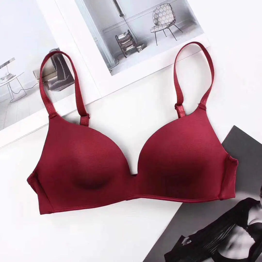 Ice Silk Bra For Women Comfort Wireless Gather Sexy Underwear For Women Push Up Simple Lingerie Seamless Brassiere Bralettle