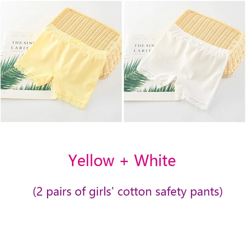 Girls Safety Panties Kids Cotton Children Underwear Children's Briefs Cartoon Beach Short Solid color For 2-11 Years Old 2pcs