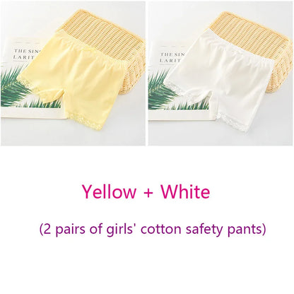 Girls Safety Panties Kids Cotton Children Underwear Children's Briefs Cartoon Beach Short Solid color For 2-11 Years Old 2pcs