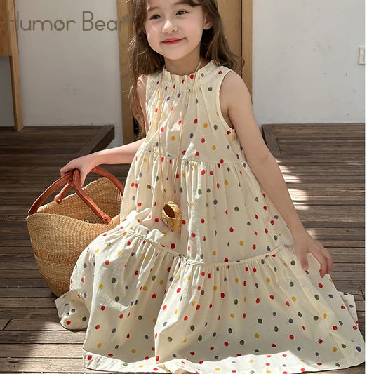 Humor Bear Kids Clothing Summer Polka Dot Skirt Fashion Casual Vest Princess Dress Comfort Children Girl's dress