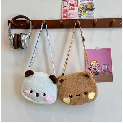 Cute Bear Crossbody Bag Kawaii Anime Bear Figure Bag Fashion Versatile Cartoon Plush Shoulder Bags For Women Girls