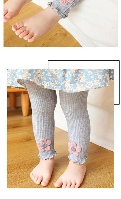 2023 Ins New Baby Leggings Girls Flower Leggings Knitwear Girls Leggings