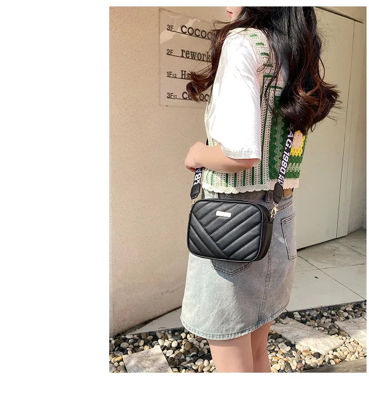 Camera bag Women Small Shoulder BagsSolid Color Pu Leather Wide Strap Crossbody Bag Ladies Phone Purse Messenger Handbag