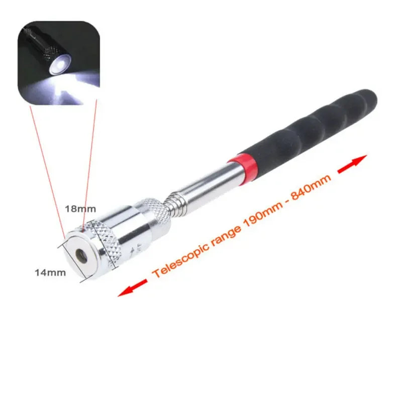 Telescopic Magnetic Pen with Light Mini Hand Portable Magnet Pick Up Tool Adjustable Pickup Rod Stick Picking Up Screws Nut Bolt