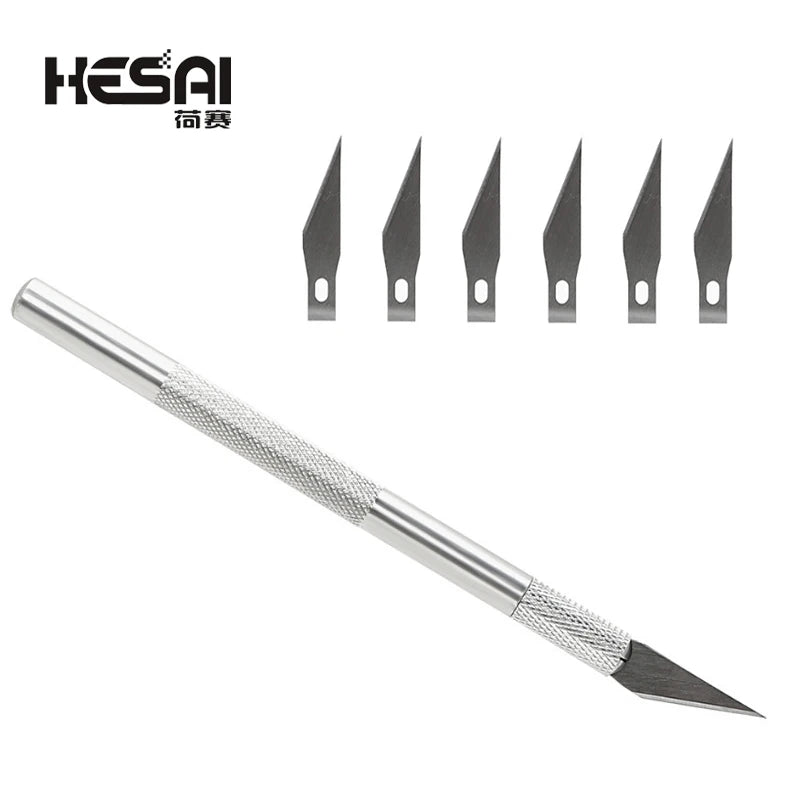 Knife Handle With 6 Blade Replacement 1#Mobile Phone PCB DIY Repair Hand Tools Sculpture Blade