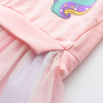 2023 New Unicorn Princess Dress Children's Spring & Autumn Season Dress Girls' Birthday Party Dress Halloween Christmas Dress