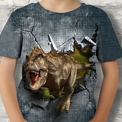 Children's Clothing Boys Tshirt Short Sleeve Child T-Shirt 3D Dinosaur Print Casual Kids Summer Clothes Girls Clothes Tops Tee