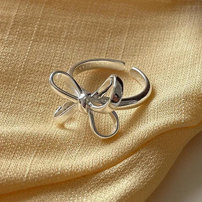 New Fashion Silver Gold Color Open Finger Ring Ribbon Bowtie Butterfly Elegant For Women Girl Jewelry Gift Dropship Wholesale