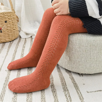 0-5Years Toddler Baby Tights For Girls Fashion Knitted Ribbed Newborn Pantyhose Solid Mesh Kids Leggings For Girls Spring Autumn