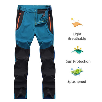 TRVLWEGO Summer Men Pants Hiking Camping Climbing Fishing Outdoor Trekking Tech Quick Dry Waterproof Trousers Mountain Travel