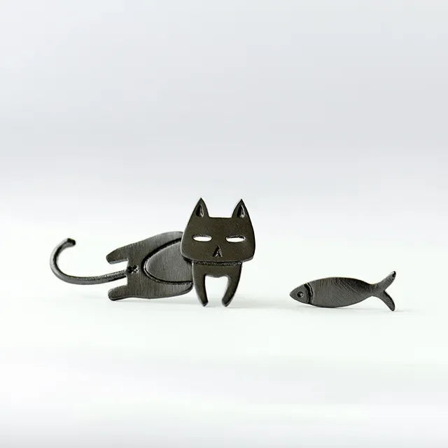 2024 New Cute Small Black Cat Fish Earring for Women Girl Fashion Cute Animal Earrings Fashion Party Jewelry Gifts Wholesale