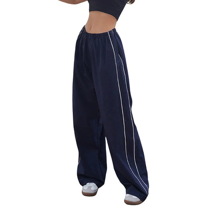 Harajuku Women's Baggy Pants Solid Color Cargo Pants Low Rise Casual Track Pants Teen Girls Wide Leg Cargo Pant Streetwear