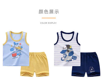 Children Sets Kids Clothes Boys Girls Vest Suit Summer Children's Clothing baby Cotton T-Shirts Shorts Tank Top Sleeveless