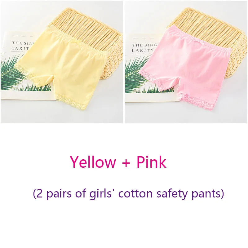 Girls Safety Panties Kids Cotton Children Underwear Children's Briefs Cartoon Beach Short Solid color For 2-11 Years Old 2pcs