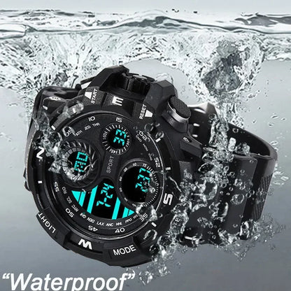 YIKAZE Men's Military Digital Watch Outdoor Men Sports Watch Waterproof Luminous Chronograph Clock Student Electronic Wristwatch