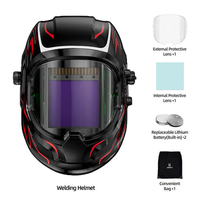 ANDELI Auto Darkening Welding Helmet with Large Viewing True Color Welding Mask 4 Arc Sensor 1/1/1/2 for Welding Cut Grind Area