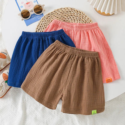 Fashion Shorts Boy Solid Color Children's Clothing Girls Pants Cotton Linen Bread Baby Short bottom Infant korea style 0-8Y DS19