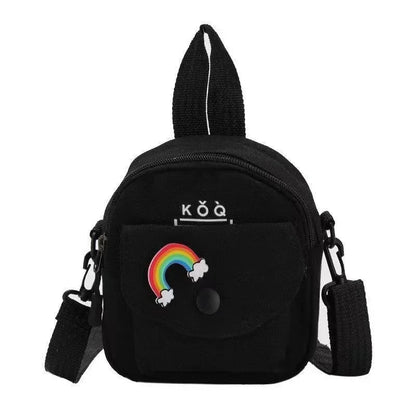 Women's Single Shoulder Bag Fashion Solid Color Casual Handbag Outdoor rainbow Canvas Handbag Zipper Cross-body Bag