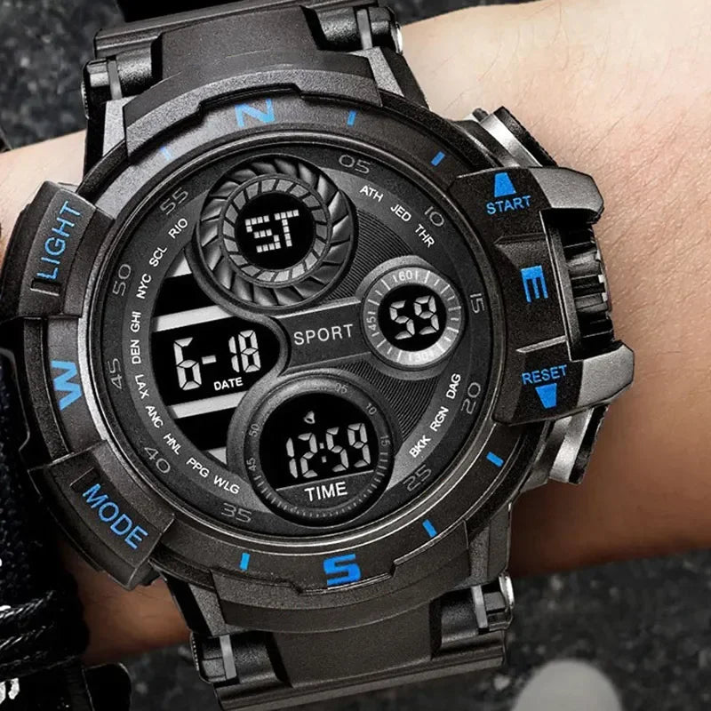 YIKAZE Men's Military Digital Watch Outdoor Men Sports Watch Waterproof Luminous Chronograph Clock Student Electronic Wristwatch