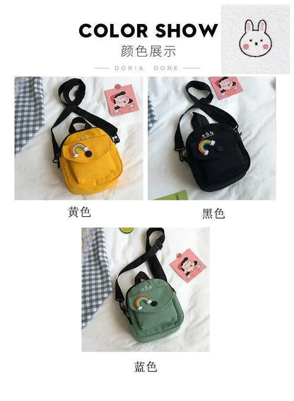 Women's Single Shoulder Bag Fashion Solid Color Casual Handbag Outdoor rainbow Canvas Handbag Zipper Cross-body Bag