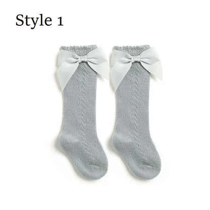 2023 New Kids Knee High Socks Baby Girls Boys Bow Long Sock Soft Cotton Mesh Breathable Children Hollow Out Socken For 0-7 Years