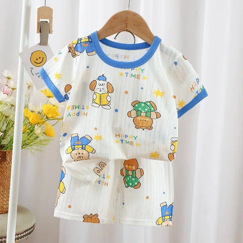 2024 summer new children's clothes kids short sleeve shorts set boys and girls baby t-shirts boys and girls cotton wholesale