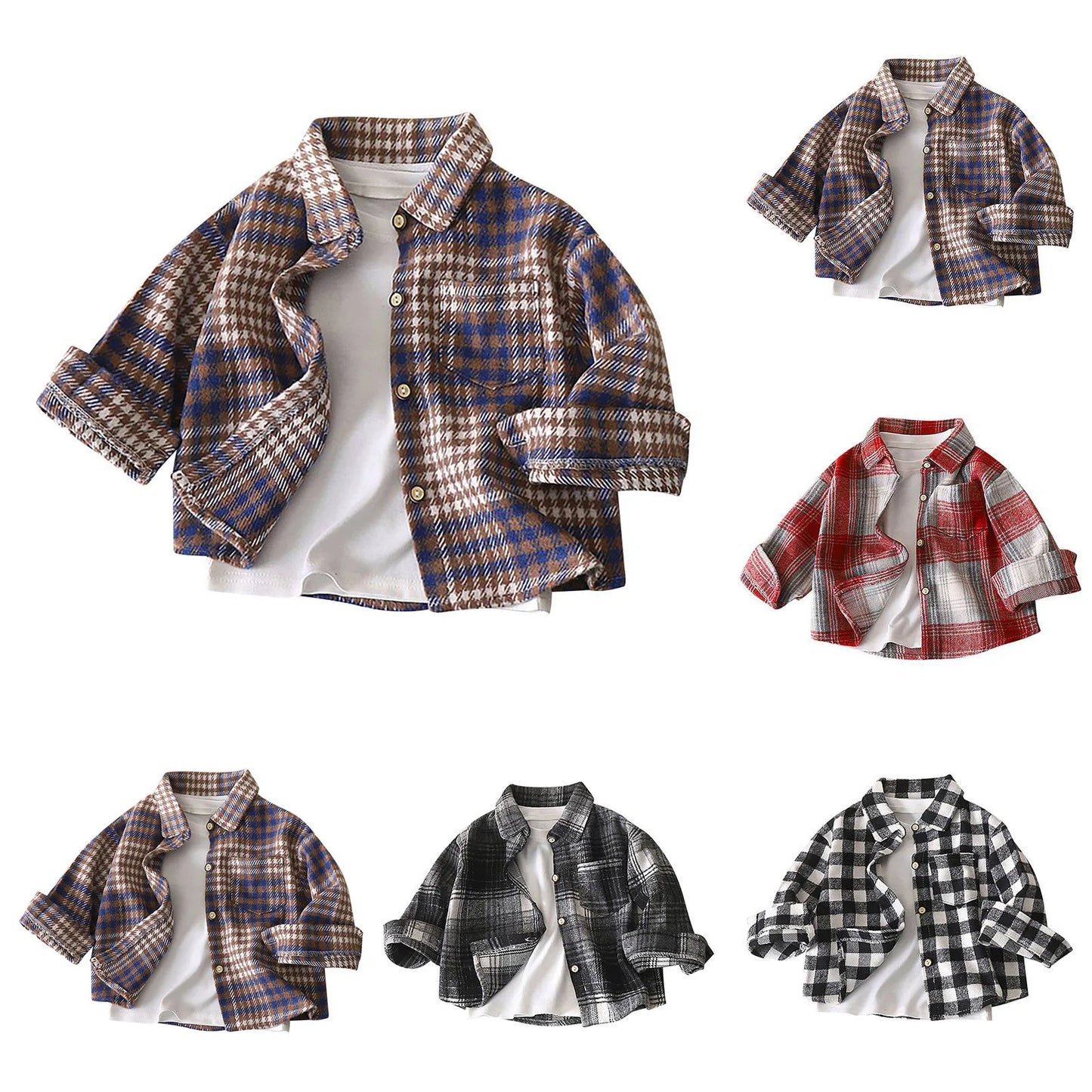 Tee Teen Boys Girls Long Sleeve Flannel Plaid Shirt Button Down Shirts Boys Top Age 12