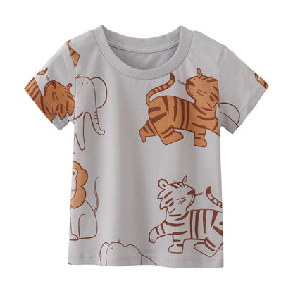 Jumping Meters 2-7T Summer Girls Boys T Shirts With Animals Print Giraffe Children's Clothes Kids Tees Tops