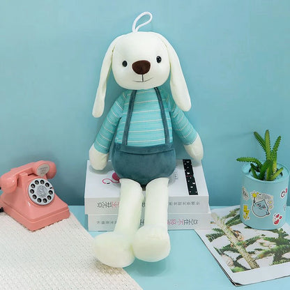 40cm Color Candy Rabbit Plush Toy Long Ears Bunny Cute Suspender Model Pendant Doll For Children's Birthday Christmas Gift