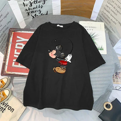 Women New Mickey Mouse Tshirt Korean Version of Loose Half-sleeved Women's Tshirt Clothes Y2K Goth