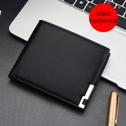 Short Men Wallets Card Holder Photo Holder Slim Male Print Wallet High Quality PU Leather Money Bag New Kpop Small Men's Purse