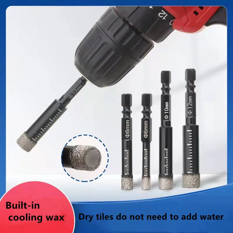 5-16mm Hexagonal Shank Brazed Dry Ceramic Tile Drill Bit Marble Granite Vitrified Tile Hole Opener Diamond Drill Bit