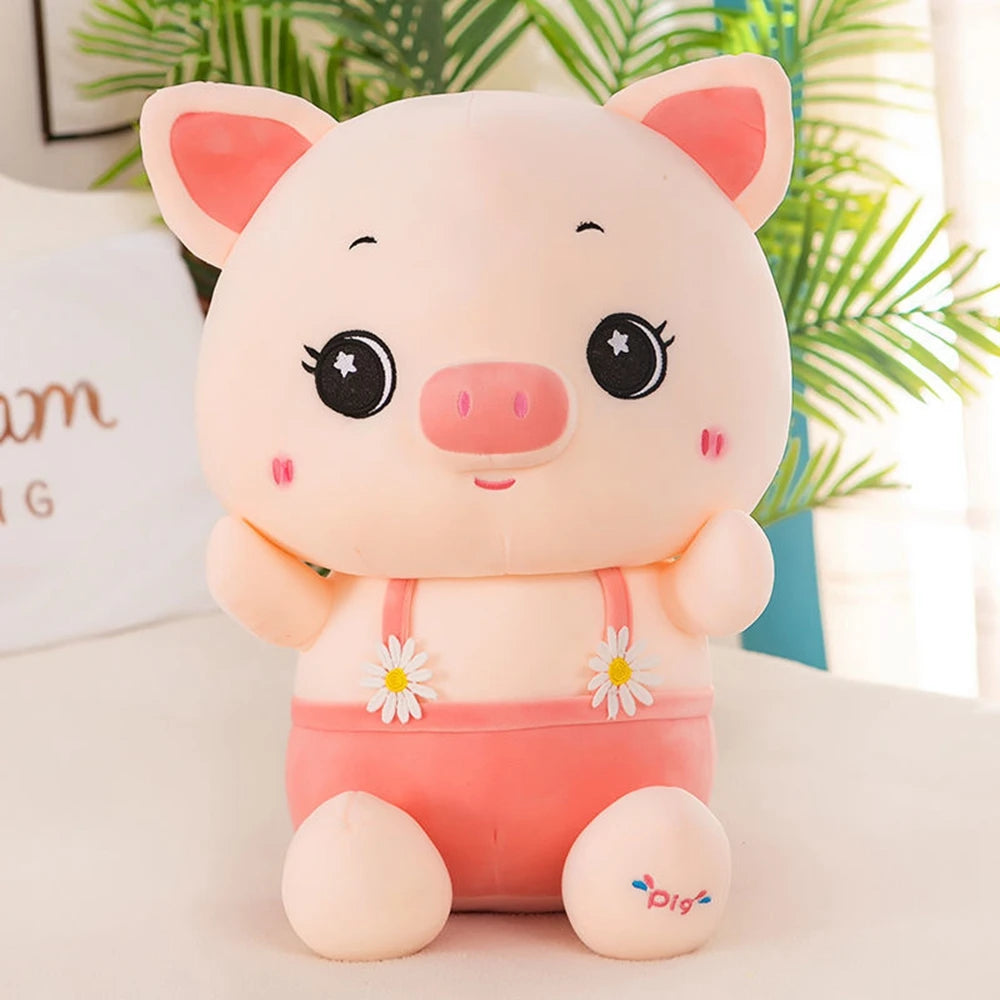 23CM Net Red New Strap Piglet Plush Toy Flower Strap Male And Female Couple Doll Festival Gift Friends Birthday Gift