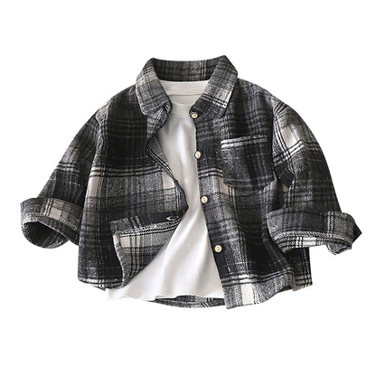 Tee Teen Boys Girls Long Sleeve Flannel Plaid Shirt Button Down Shirts Boys Top Age 12