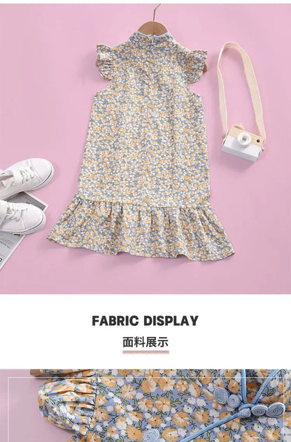 Summer Girl Dress Cheongsam Fashion Baby Chinese Modern Hanfu Girl's Qipao Tang Style Children's Dresses Vestidos Kids Clothes