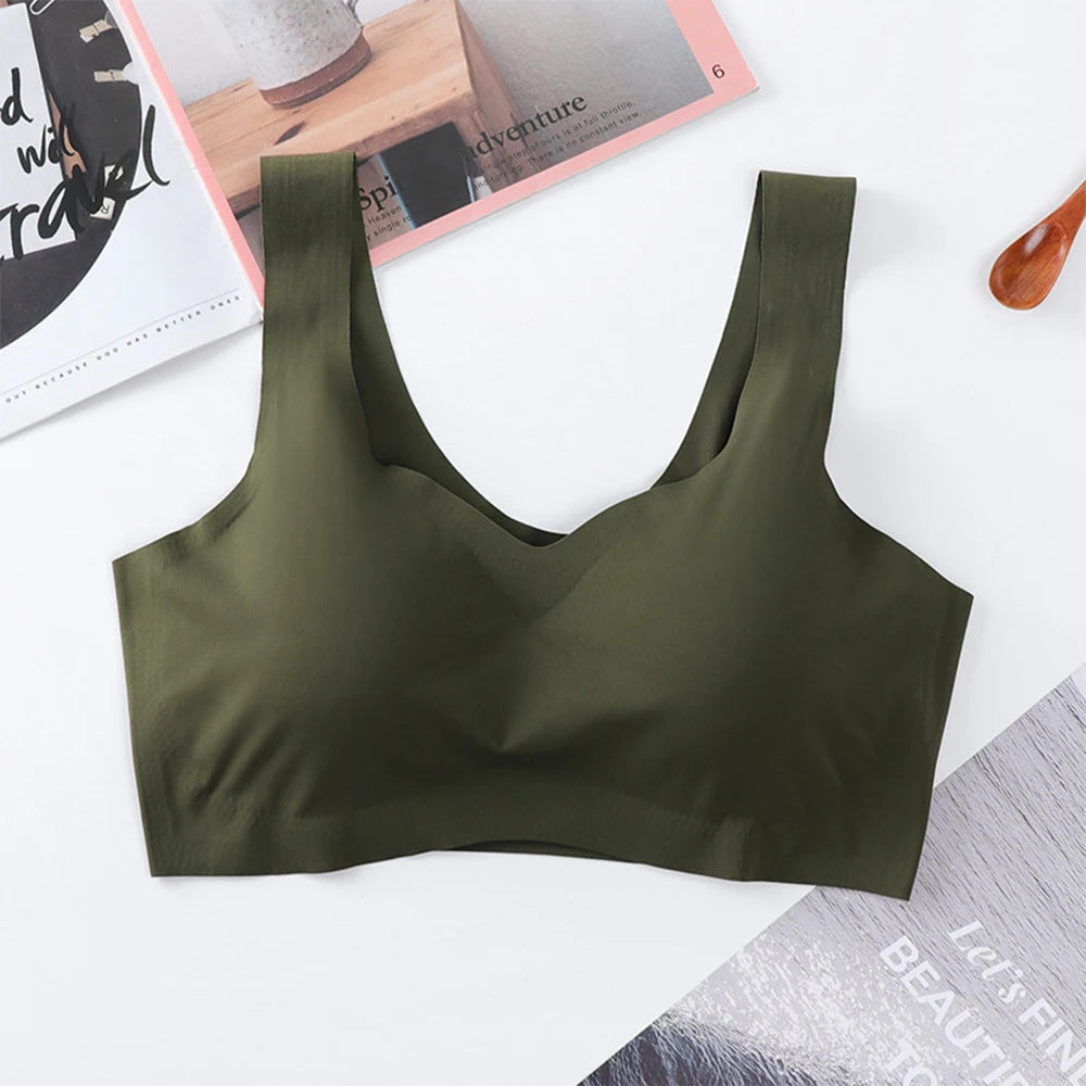 Women Ladies Seamless Wireless Bras Padded Bralette Yoga Running Sports Crop Tops Vest With Chest Pad