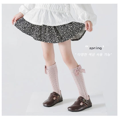 2023 New Kids Knee High Socks Baby Girls Boys Bow Long Sock Soft Cotton Mesh Breathable Children Hollow Out Socken For 0-7 Years