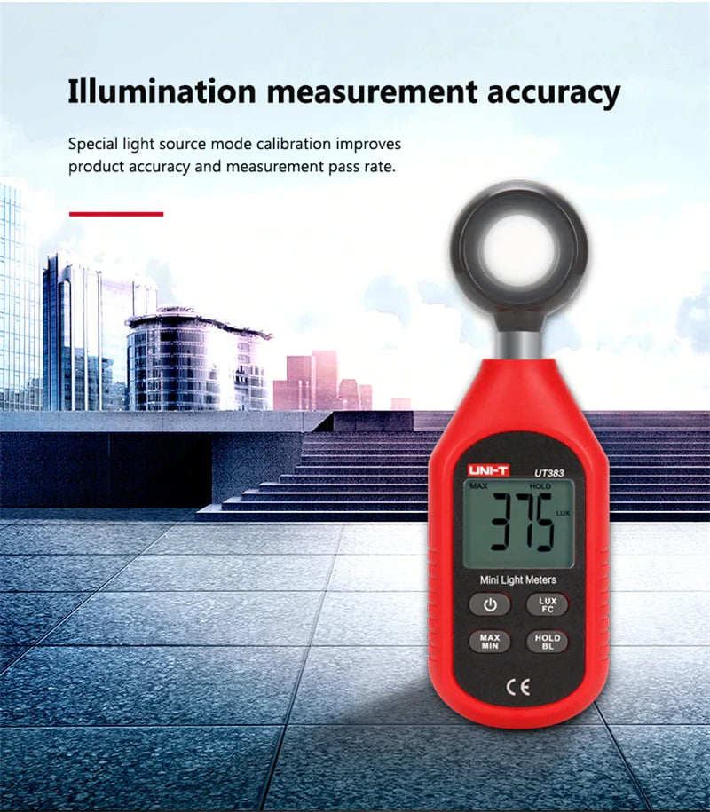 UNI-T UT383 UT383BT Mini Light Meter Digital Professional Luxometer 199900Lux 18500FC Illuminometer Photometer Light Lux Meter