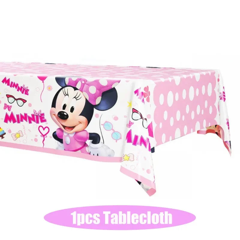 Minnie Mouse Birthday Party Decorations Tableware Set Birthday Decorations Full Set Pink Balloons Banner Candy Box Kids Favors