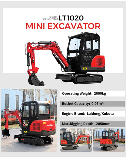 Fast Delivery Multi-function Mini Excavator 1 Ton Kubota Engine Digger Small Crawler Farm Excavators 2 Ton 3 Ton Home Customized