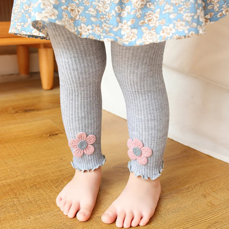 2023 Ins New Baby Leggings Girls Flower Leggings Knitwear Girls Leggings