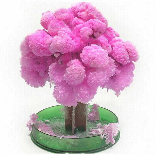 2022 14cm Visual Magic Artificial Sakura Trees Decorative Grow DIY Paper Tree Toys Flower Desktop Cherry Blossom Novelties Funny